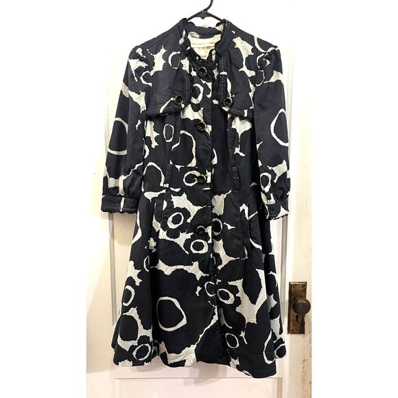 Anthropologie Leifsdottir Black Pattern Button Up Coat Jacket Women's Size Small - Picture 2 of 10